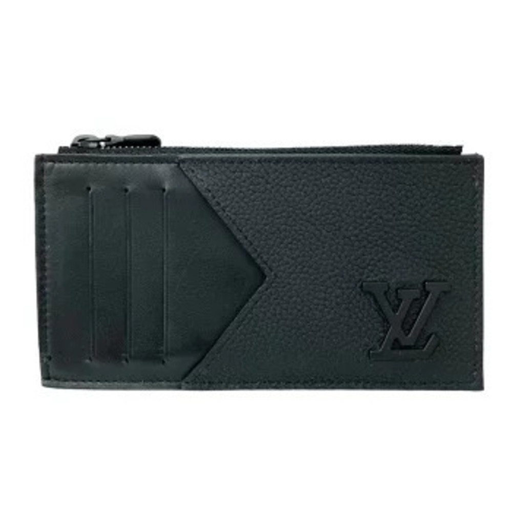 LOUIS VUITTON Aerogram Coin Card Case Purse Pass Commuter Black Leather